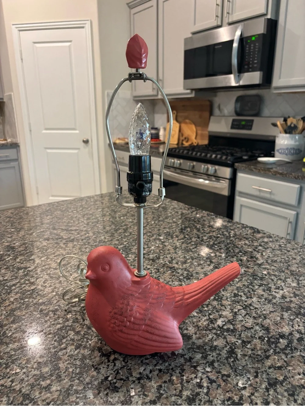 Red Ceramic Bird Table Lamp - Red Bird this is vintage